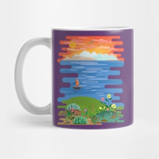 Beautiful ocean view from the top of the hill Mug